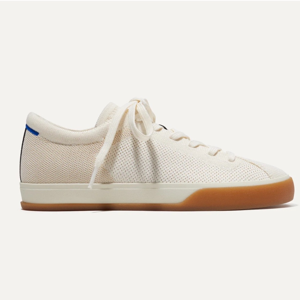 Rothy's The Lace Up Sneaker Womens 9 Blonde Knit Gum Bottom Low Top Casual Shoes